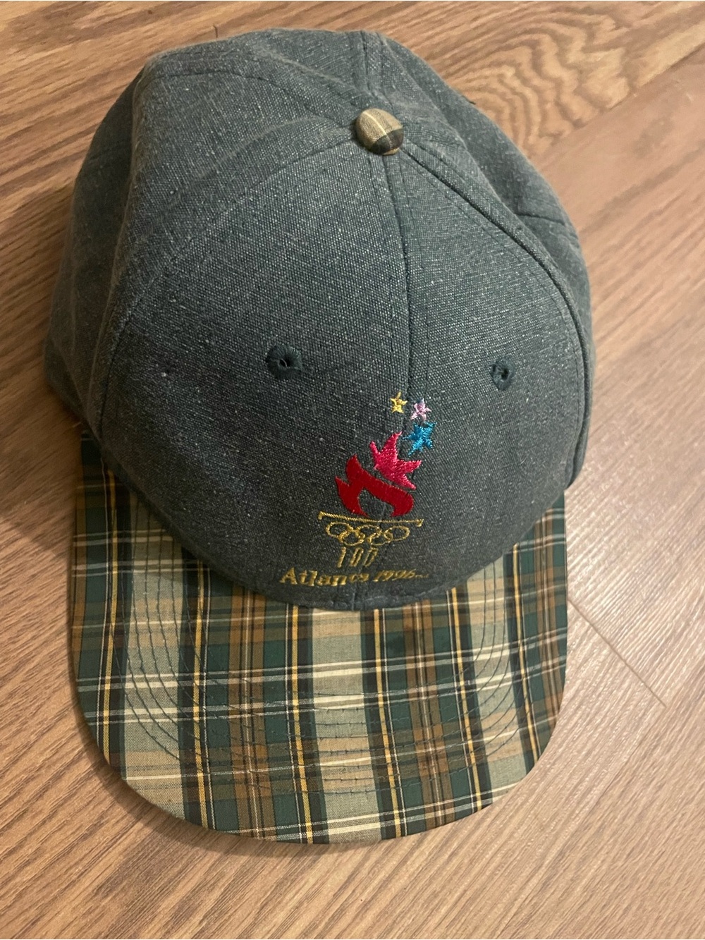 Atlanta 1996 Olympic Plaid Brim Baseball Cap - Gray